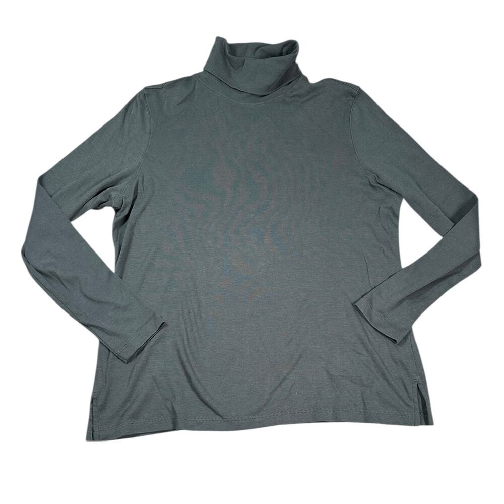 Peruvian Connection Pima Cotton Turtleneck Sweater Womens L Gray Long Sleeve Top